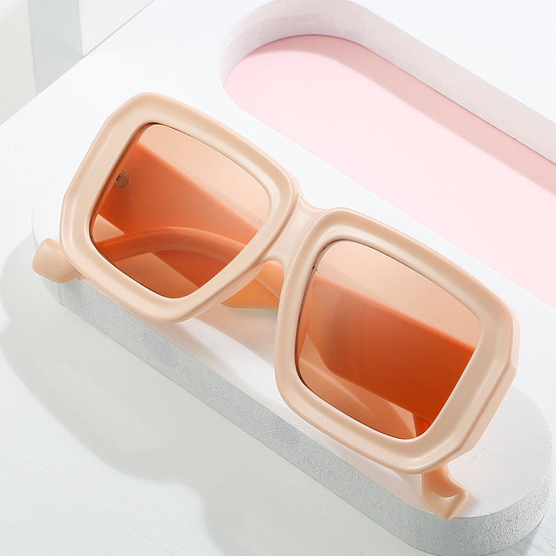 Wholesale Modern Retro Polygonal Contrast Color Thick Rim Sunglasses